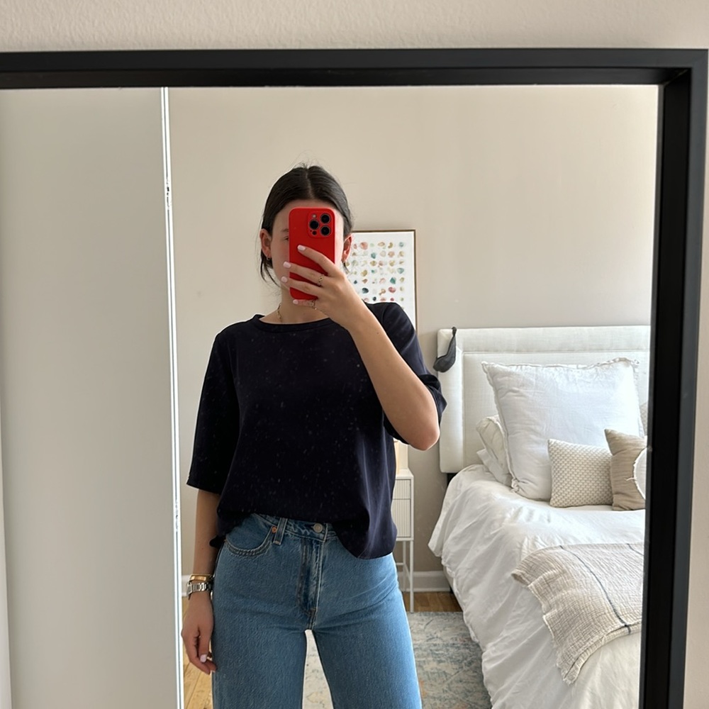 NAVY BLUE BLOUSE // ANN TAYLOR // SIZE SMALL PETITE